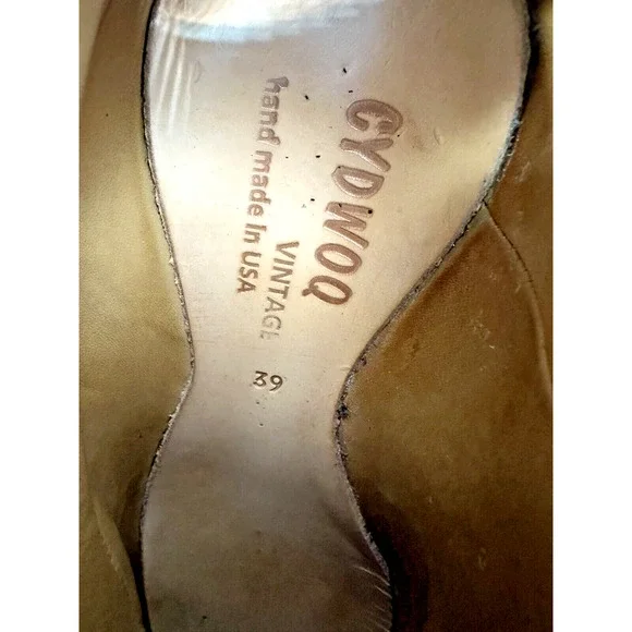 CYDWOQ Vintage Booties Womens 39/ 8.5 Handmade 1.5 Wooden Heels Suede Art - Picture 3 of 7